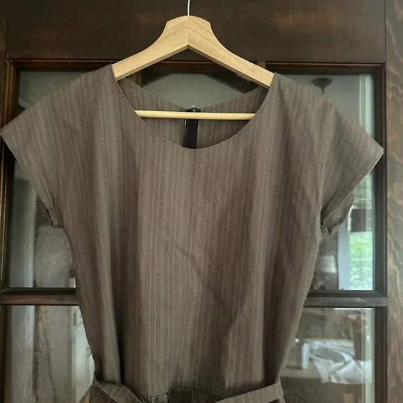 Let’s Backtrack Brown Striped Midi Dress - Picture 3 of 9